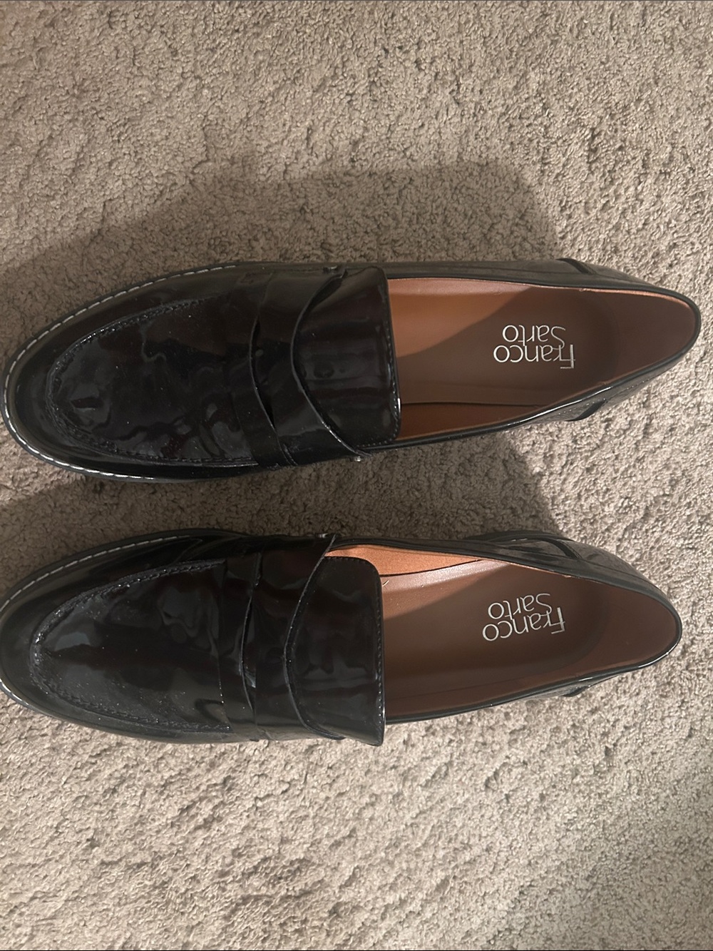 Franco Sarto Black Patent Leather Slip-On Loafers - Picture 5 of 7